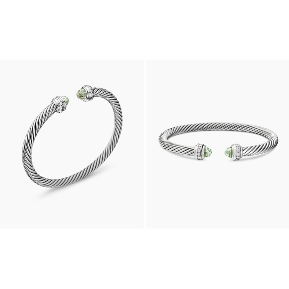 David Yurman Silver Bracelet with Green Accents - Picture 2 of 5